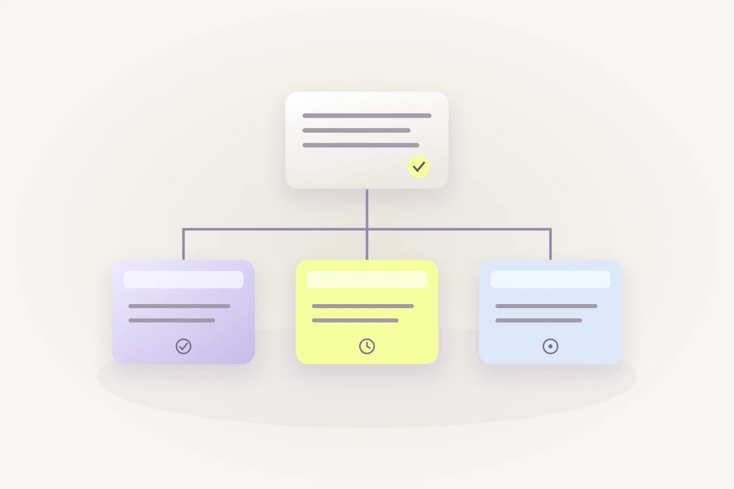 One corrected document branching toward three separate windows, each with its own verification marker.